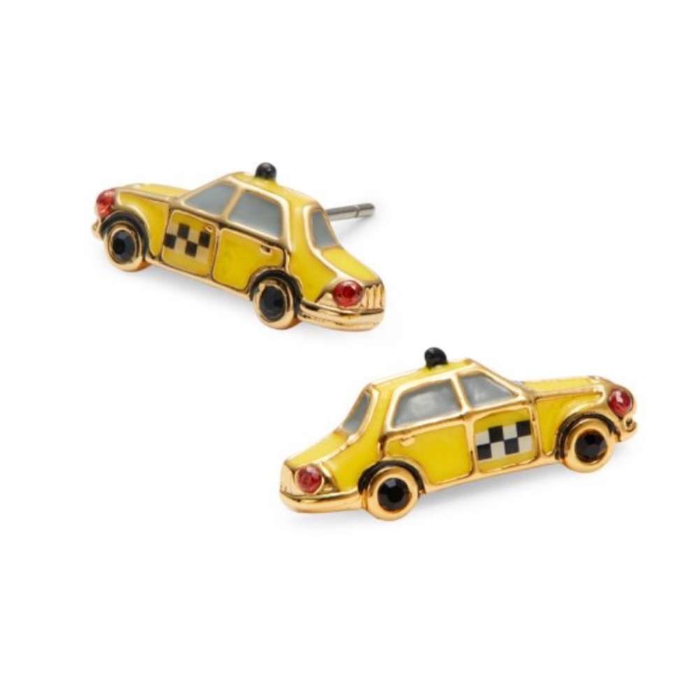 Kate Spade Ma Cherie Yellow Taxi Cab Stud Gold Earrings NWT